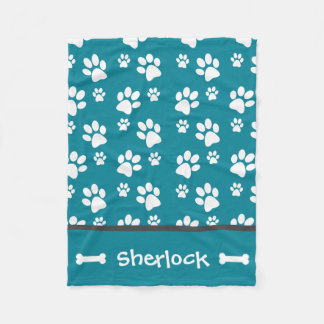 Personlig Teal Hund Blanket Puppy Gift Fleecefilt