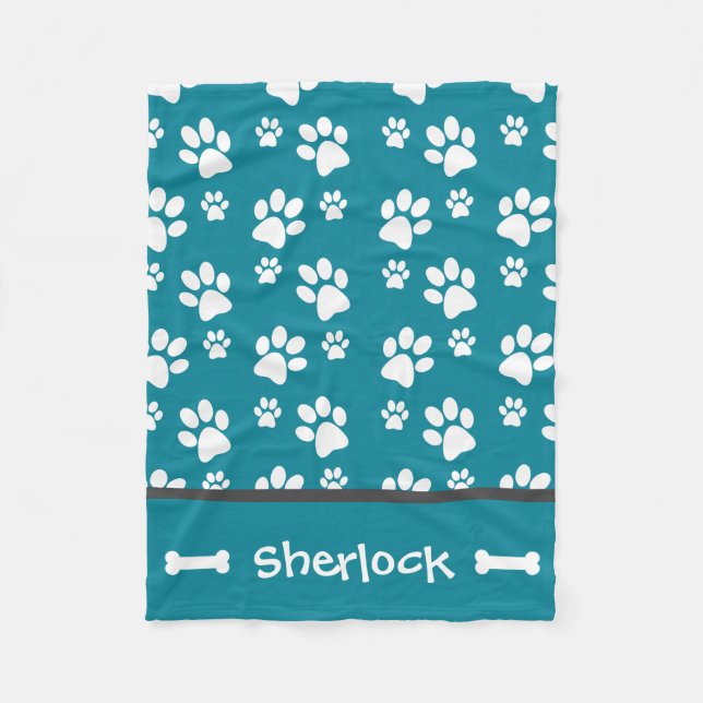 Personlig Teal Hund Blanket Puppy Gift Fleecefilt (Framsidan)