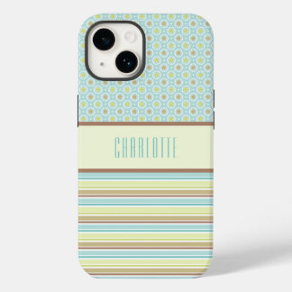 Personlig Teal & Lime Green Mönster Phone Case