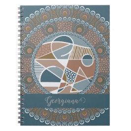 Personlig Teal och Guld Abstrakt Accent Mandala Anteckningsbok