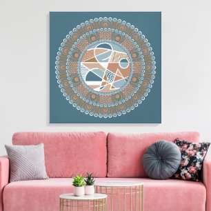 Personlig Teal och Guld Abstrakt Accent Mandala Canvastryck
