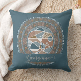 Personlig Teal och Guld Abstrakt Accent Mandala Kudde