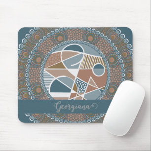 Personlig Teal och Guld Abstrakt Accent Mandala Musmatta