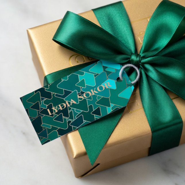 Personlig teal och guld geometrisk  presentetikett (Skapare uppladdad)