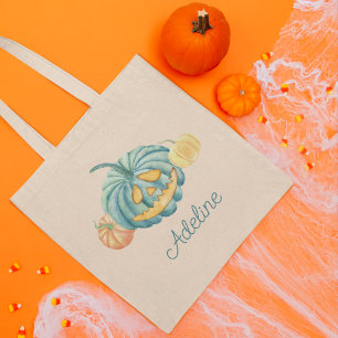 Personlig Teal Pumpkin Halloween Bus eller godis Tygkasse