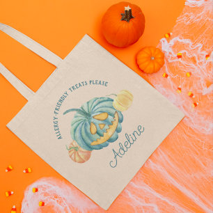 Personlig Teal Pumpkin Halloween Bus eller godis Tygkasse