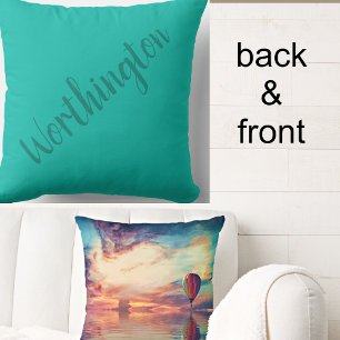 Personlig Teal Scenia Luftballong Sunrise Kudde
