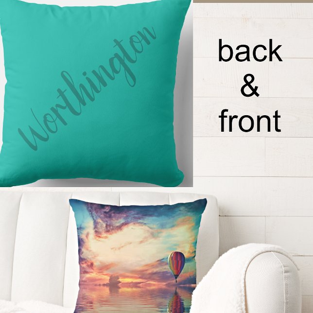 Personlig Teal Scenia Luftballong Sunrise Kudde (Skapare uppladdad)