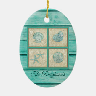Personlig Teal Seashell Ornament