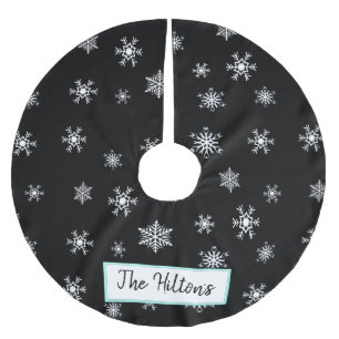 Personlig Teal Snowflake-julskirt Julgransmatta Borstad Polyester