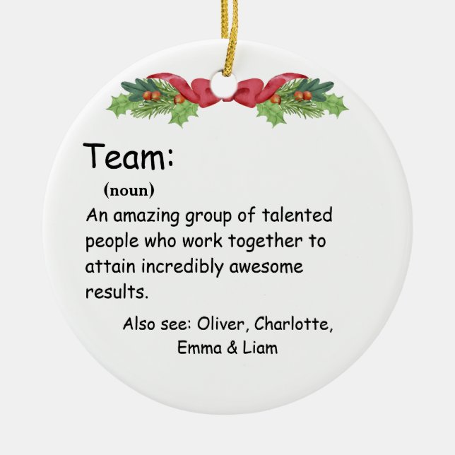 Personlig Team Definition-medarbetaruppskattning Julgransprydnad Keramik (Framsidan)