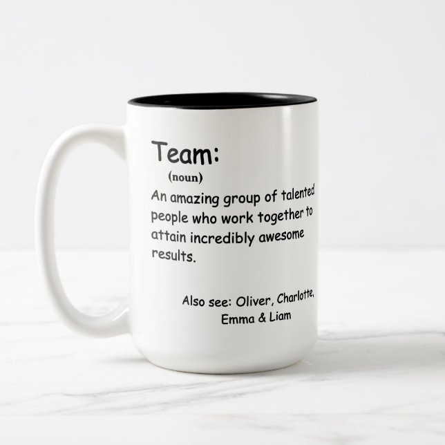 Personlig Team Definition-medarbetaruppskattning Två-Tonad Mugg (Vänster)