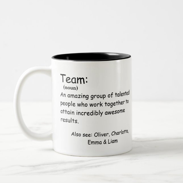 Personlig Team Definition-medarbetaruppskattning Två-Tonad Mugg (Vänster)