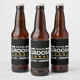Personlig Team Groom Brudgumme Ölflaska Etikett