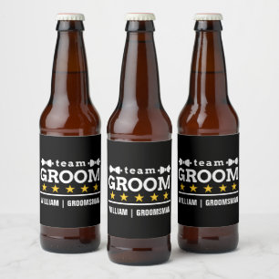 Personlig Team Groom Groomsman Ölflaska Etikett