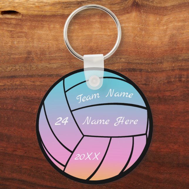 Personlig team namn Rosa Lila volleyball Nyckelring (Framsida)