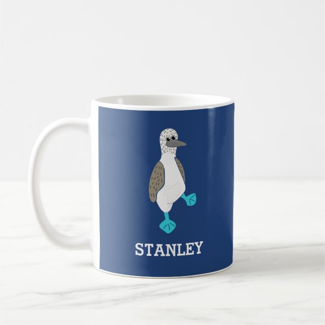 Personlig Tecknad Blåfoten Booby Bird Kaffemugg (Vänster)