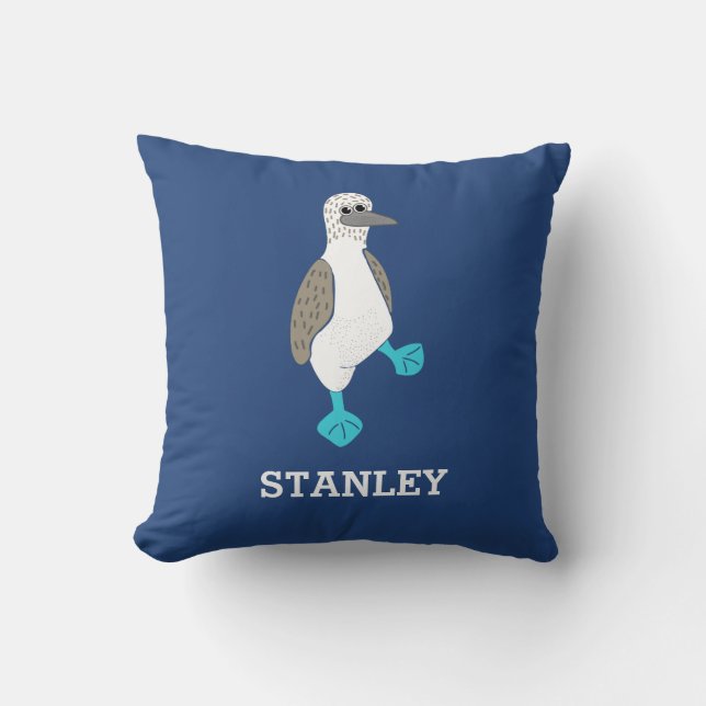 Personlig Tecknad Blåfoten Booby Bird Kudde (Framsida)