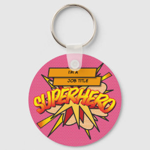 Personlig Tecknad Bok Pop Art.. SUPERHERO Nyckelring