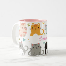 Personlig Tecknad Cat Mugg - Anpassad namngivnings
