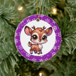 Personlig Tecknad Chibi Reindeer jul Julgransprydnad Keramik