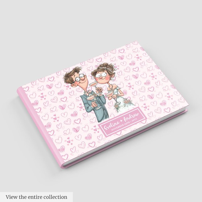 Personlig Tecknad Newlyweds Guest bok (Personalized Cartoon Newlyweds Guest book)