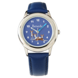 Personlig Tecknad Podenco Hundar Blue Armbandsur