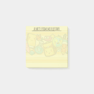 Personlig Tecknad School Supply Mönster Post-it Block