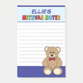 Personlig Teddybjörn Mitzvah - Blå Post-it Block