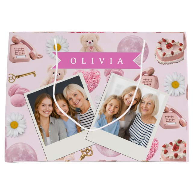Personlig Teddybjörn Rosa Estetik Coquette (Framsidan)