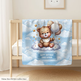 Personlig teddyfilt för baby första år fleecefilt