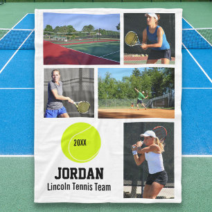 Personlig Tennis 5 Photo Collage Namn År Fleecefilt
