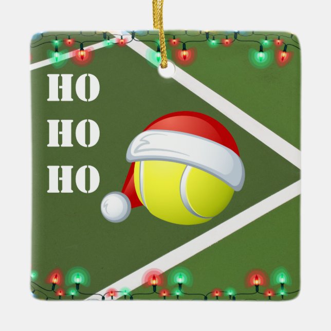 Personlig Tennis Boll Ho Ho Ho jul Julgransprydnad Keramik (Framsida)