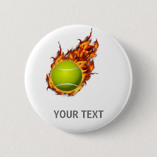 Personlig Tennis Boll om Fire Tennis Theme Gift Knapp
