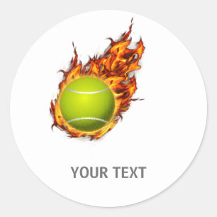 Personlig Tennis Boll om Fire Tennis Theme Gift Runt Klistermärke