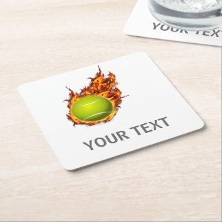 Personlig Tennis Boll om Fire Tennis Theme Gift Underlägg Papper Kvadrat