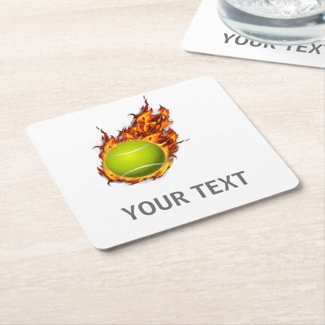 Personlig Tennis Boll om Fire Tennis Theme Gift Underlägg Papper Kvadrat (Vinklad)