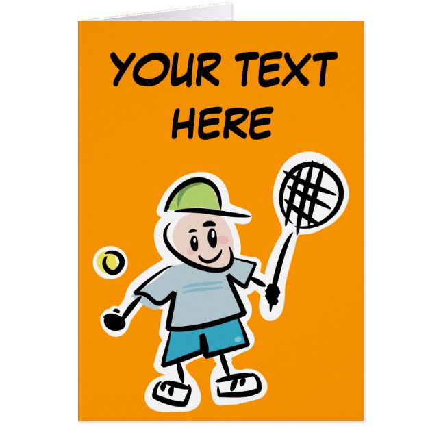 Personlig Tennis Card med söt tecknad-spelare Hälsningskort (Framsidan)
