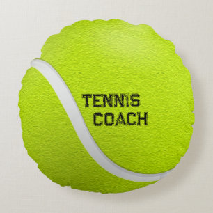 Personlig Tennis Coach Gult Boll Rund Kudde