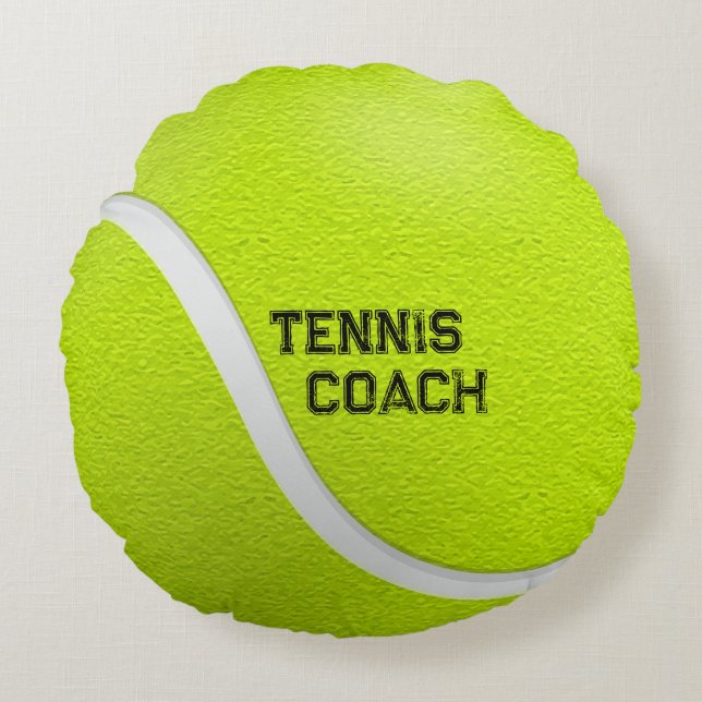 Personlig Tennis Coach Gult Boll Rund Kudde (Framsidan)