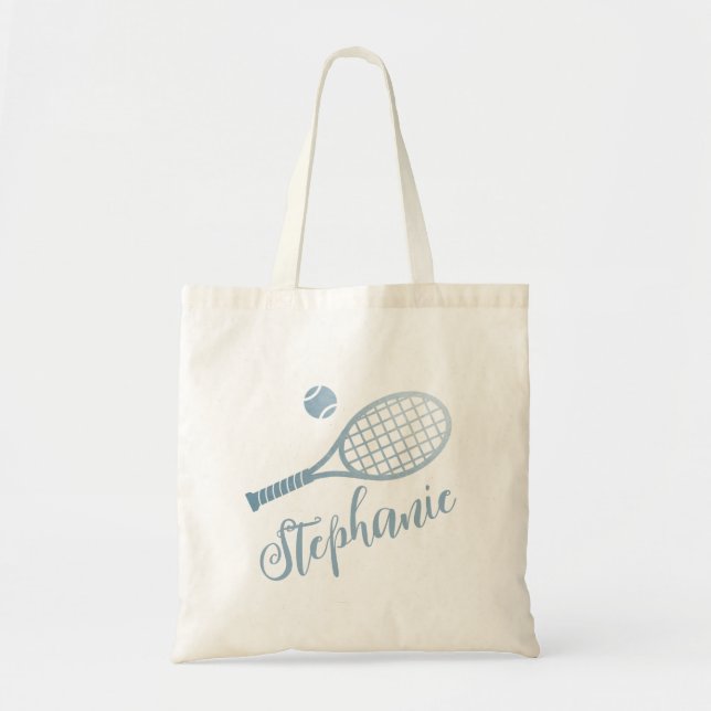 Personlig Tennis Dusty Blue Script Namn Tygkasse (Framsidan)