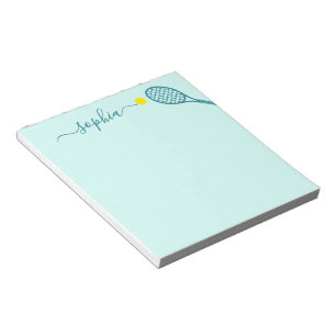 Personlig Tennis Elegant Namn Teal Blue Anteckningsblock