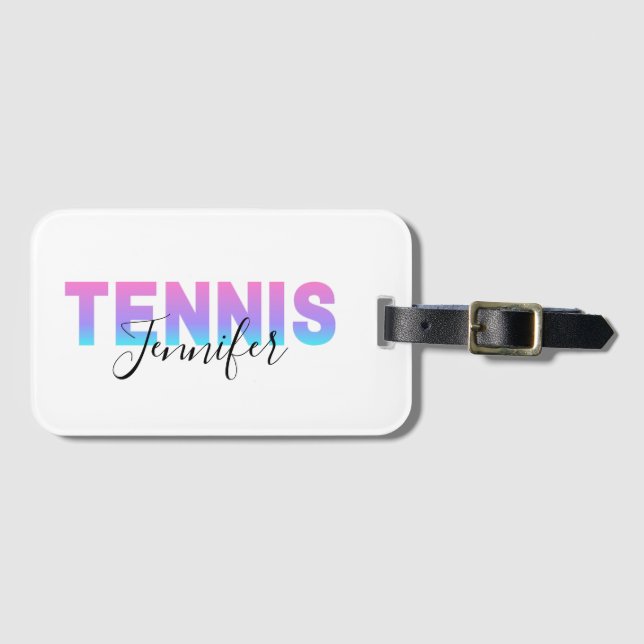 Personlig Tennis Girls Namn Team Ombre Gradient Bagagebricka (Framsida horisontal)