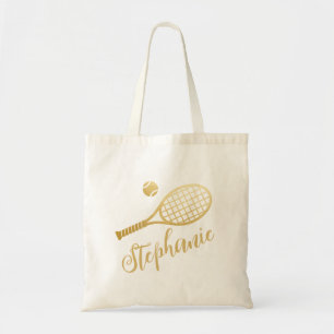 Personlig Tennis Guld Script Namn Tygkasse