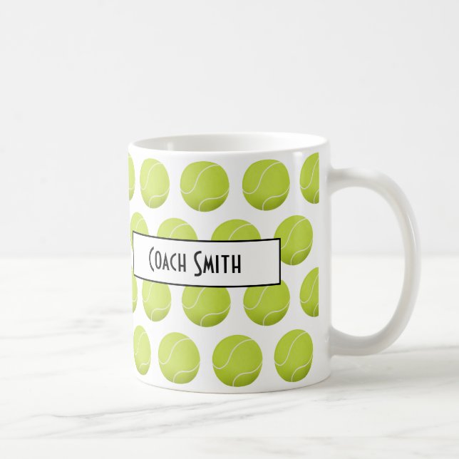 Personlig Tennis Mönster Coach Gift Kaffemugg (Höger)