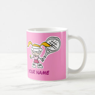 Personlig tennis mugg-gåva med söt tecknad kaffemugg