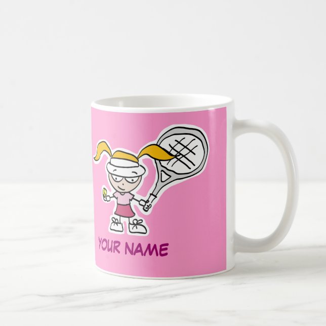 Personlig tennis mugg-gåva med söt tecknad kaffemugg (Höger)