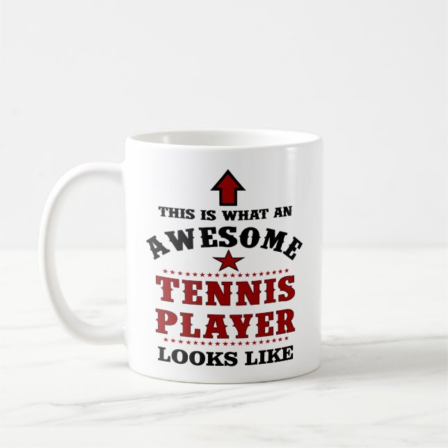 Personlig Tennis Player Gift Kaffemugg (Vänster)