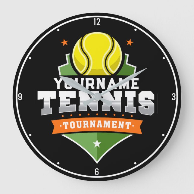 Personlig Tennis Player NAMN Varsity Tournament Stor Klocka (Framsida)
