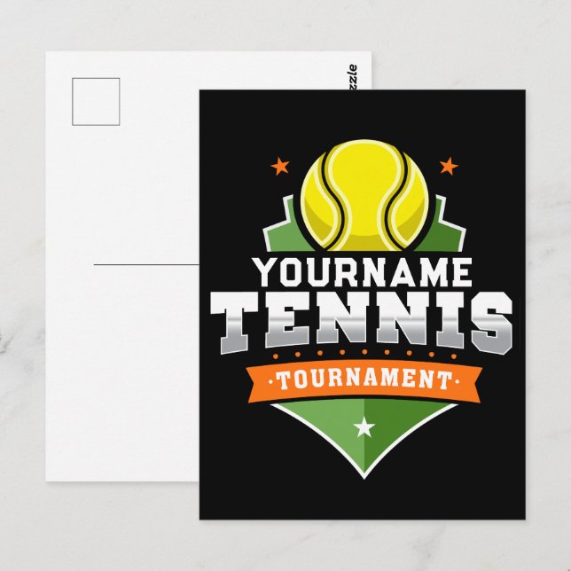 Personlig Tennis Player NAMN Varsity Tournament Vykort (Fram/baksida)
